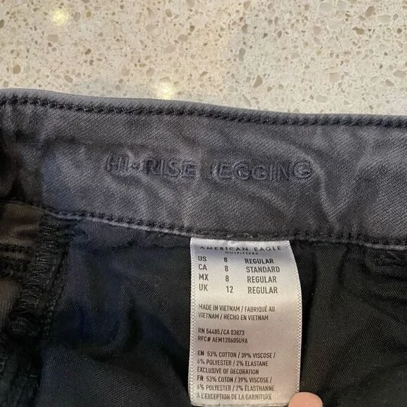 American Eagle Distressed Jegging Womens‎ 8 Washed Black Stretch Hi Rise Skinny - Picture 8 of 11